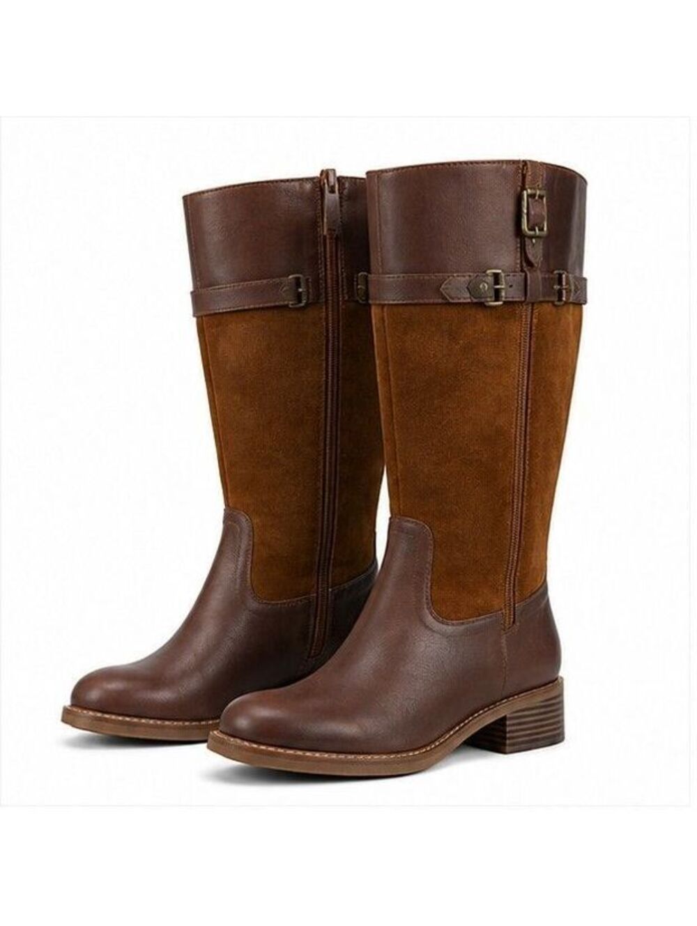 Clarks Maye Carly Tan Knee Length Boots Women Size 6.5